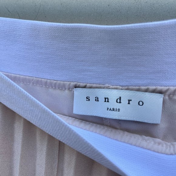 Sandro Paris Pleated Maxi Skirt Sz 3 Tropical Pattern Lined - Picture 2 of 10